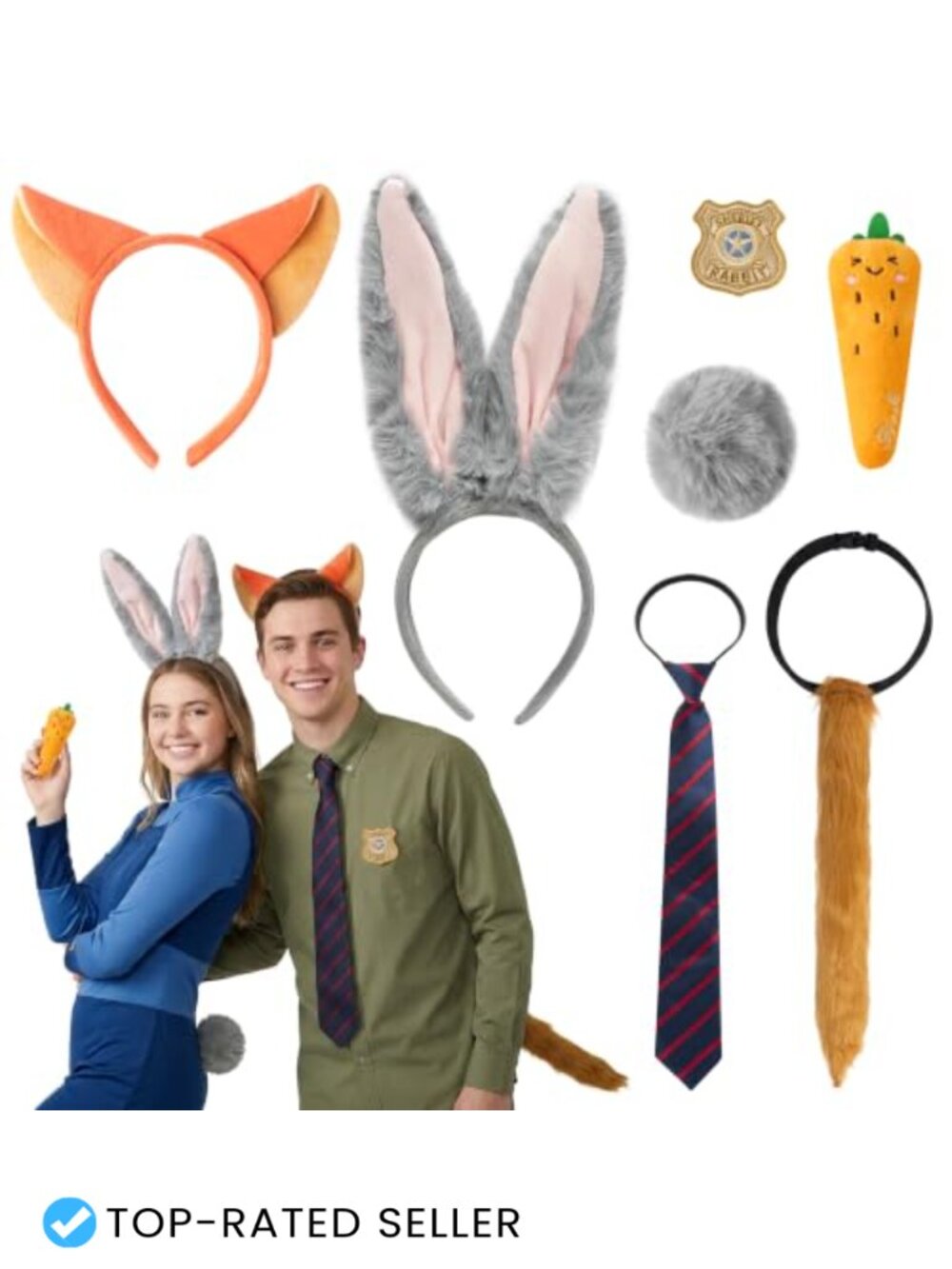 17Pc Bunny Fox Costume Set Plush Headbands Tails Cosplay Halloween Party